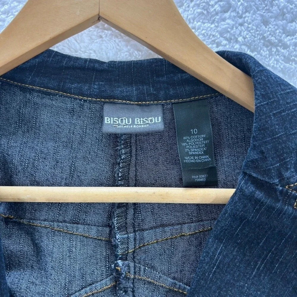 Bisou Bisou Jacket Women's Size 10 Blue Denim Jean Michele Bohbot Long Sleeves